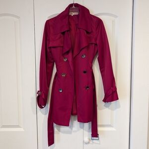 Kenneth Cole New York Pink Satin Trench Coat - Small